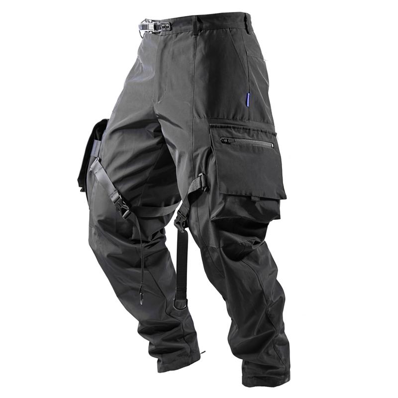 

cargo pants with straps large pockets waterproof outdoor techwear darkwear ninjawear reindee lusion, As pic