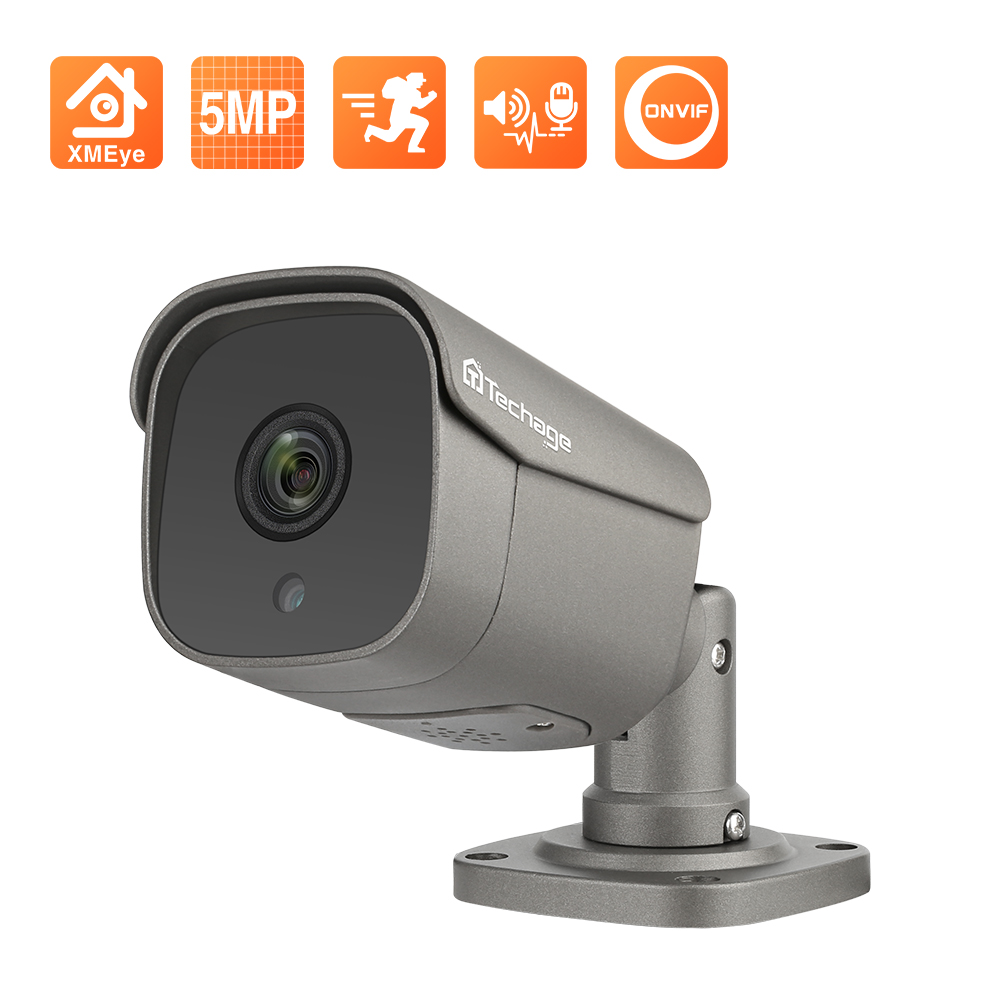 

Techage 5MP FULL HD Security POE IP Camera Two Way Audio AI Camera Outdoor Waterproof Video Surveillance for ONVIF NVR System