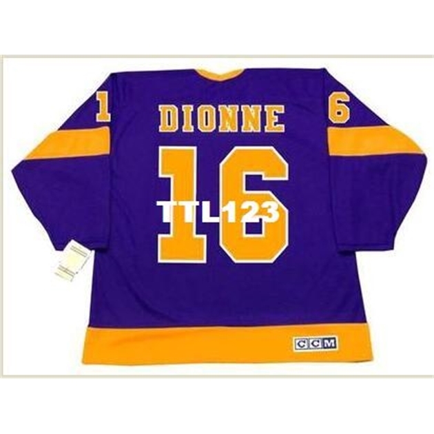 

740 #16 MARCEL DIONNE Los Angeles Kings 1970's 1978 CCM Vintage Home Hockey Jersey or custom any name or number retro Jersey, Black