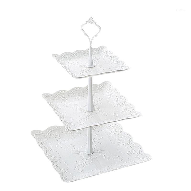 

European Plastic Three-Layer Fruit Plate Cake Plate Afternoon Snack Tray Buffet Display Stand Dessert Table Decoration1