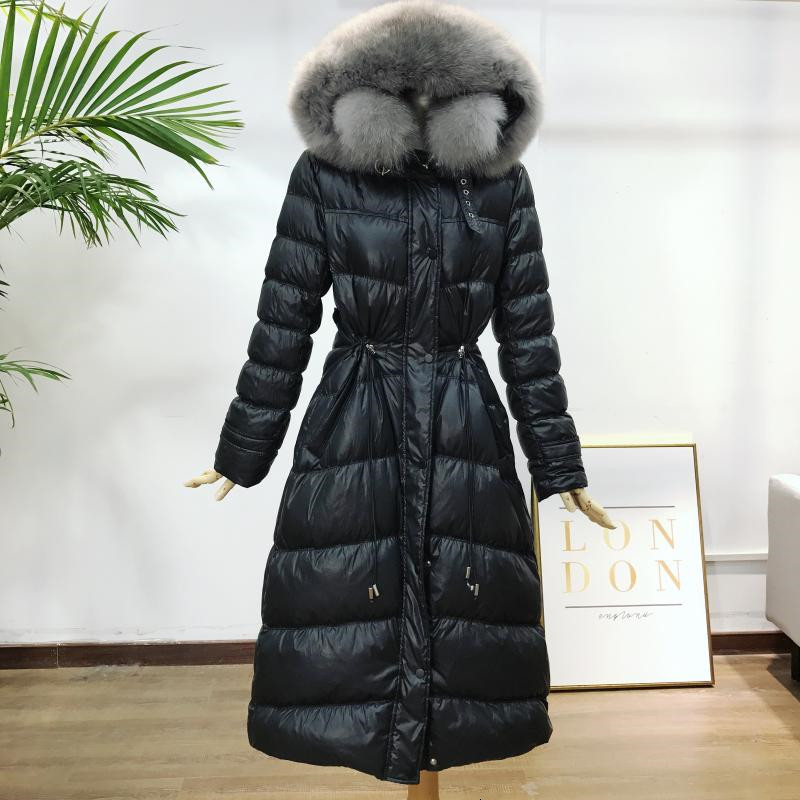 

2021 New Winter Fashions Women's Jacket Big Leather Collar with Hood White Duck Down Parkas Female Thin Coat Snow Outerwear M221 4LXO, Milky white.