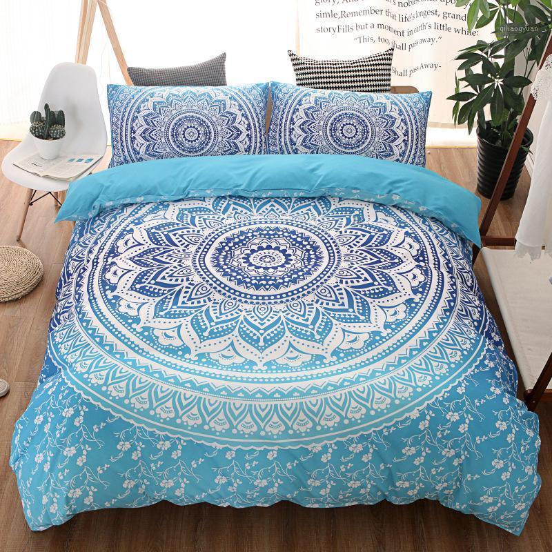 

1 Set Bedding Set Queen Soft Bedclothes Twill Bohemian Print Duvet Cover with Pillowcases 3pcs Bed Seting1, Black