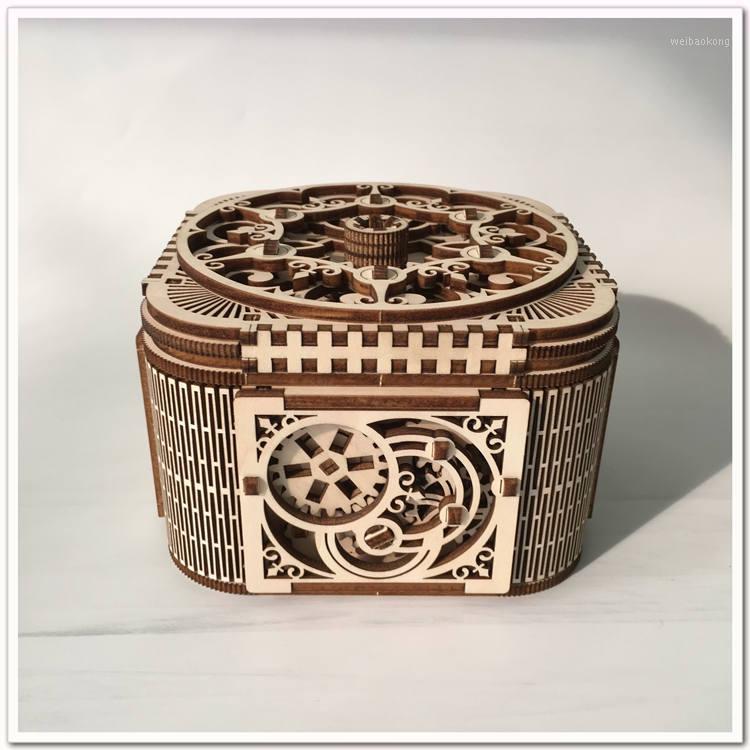 

New Wooden Jewelry Box Assembled Creative Toy Gift Puzzle Wooden Mechanical Transmission Model Assembled Toy DIY Gift1