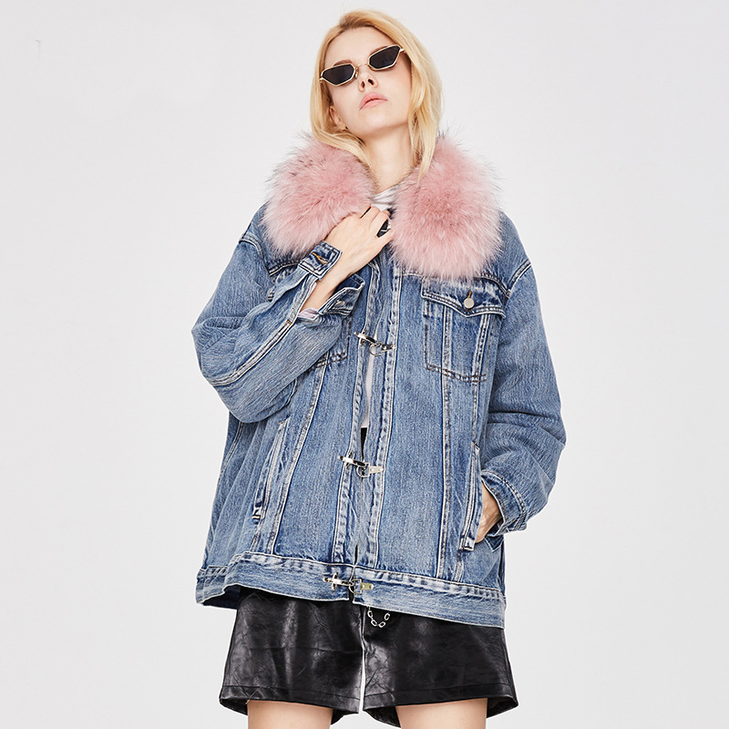 

2021 New Warm Winter White Duck Inner Patchw Women Denim Jacket Down Coat Tops Feminino Parkas 9zjy