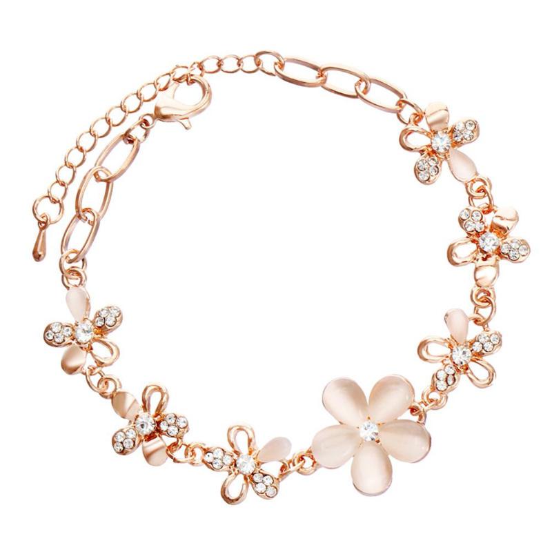 

Women Elegant Flowers Bracelet Concise Exquisite Hand Chain Fashion Rose Gold Bracelet Jewelry Accessories