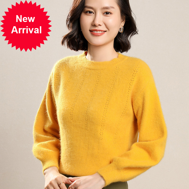 

2021 New Shirt Pullover Puff Glove Fur Vison Neck Women 0rza, Gold