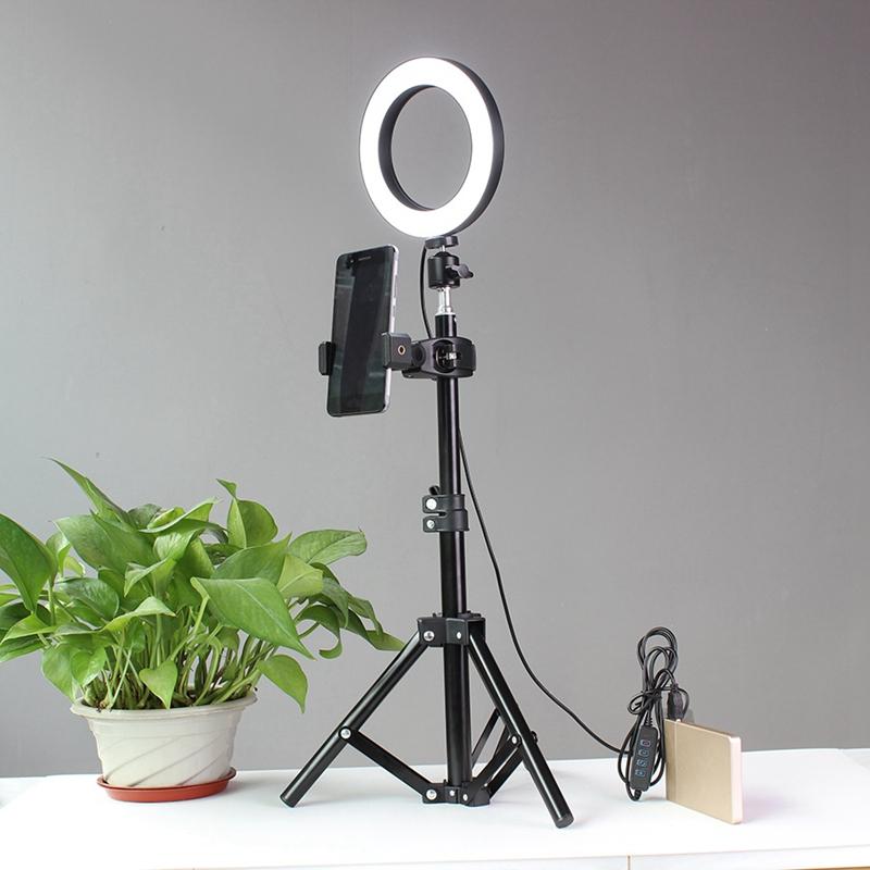 

Tripods Selfie Stick with Ring Fill Light Dimmable Ring Led Lamp Studio Camera Light Photo Phone Video Lamp