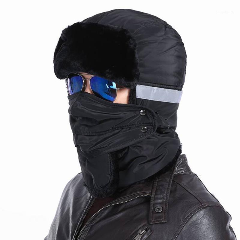 

2020 New Winter Men Warm Russian Ushanka Hat with Ear Flap Mask Fur Trapper Cap Warm Hats1