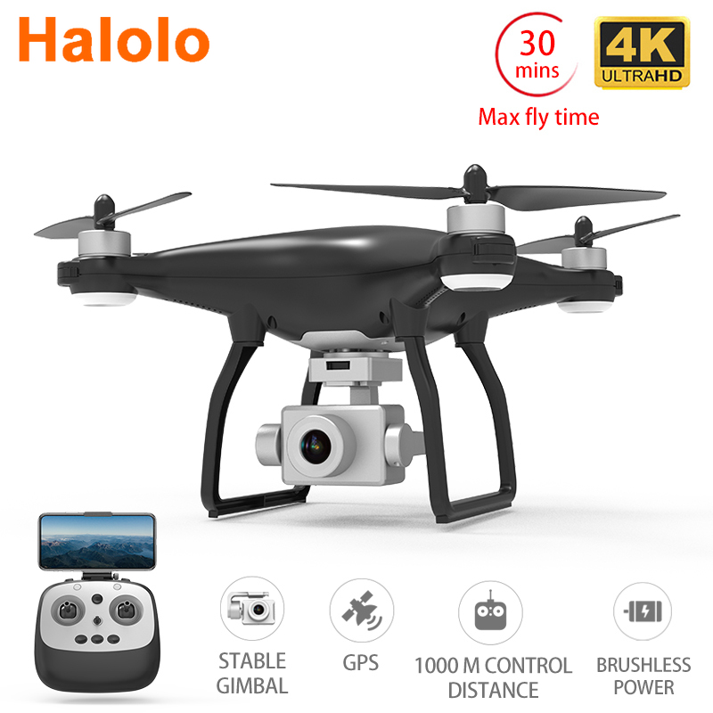

Halolo X35 Drone GPS WiFi 4K HD Camera Profissional RC Quadcopter Brushless Motor Drones Gimbal Stabilizer 30-minute flight, Black