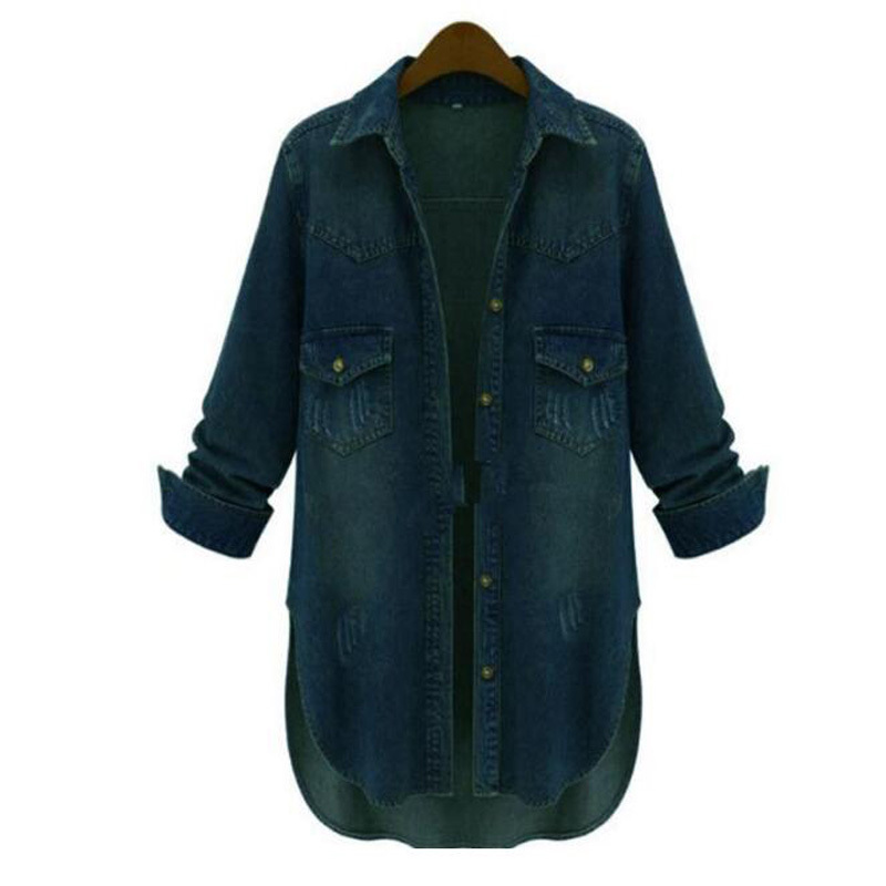 

2021 Mode Big Spring Cowboy Make Joker Loose European Jackets Long Glove of Casual Women Denim T-shirt Size Ndh9, Blue