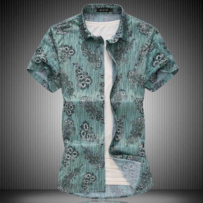 

Elastic Green Men's 2020 Feeling High Quality Mercerized Cotton Floral Short Sleeve Shirts Big Size 7XL 4XL 5XL 6XL #9992, Blue