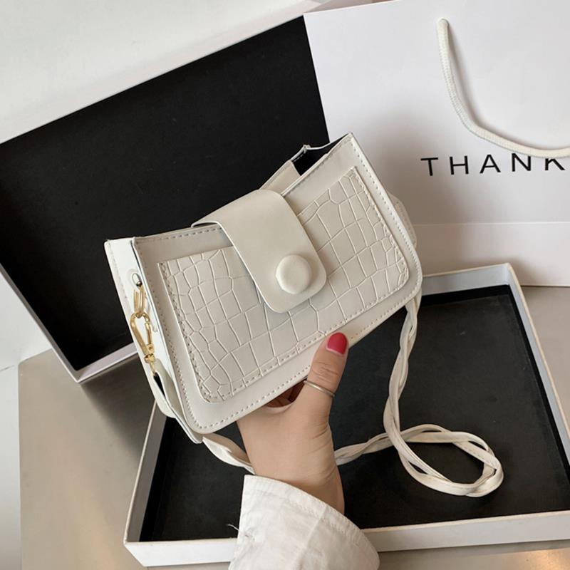 

Vintage Baguette Crocodile Pattern Women Shoulder Bags Retro Split PU Leather Bags Solid Ladies Small Messenger Handbag Female, Black