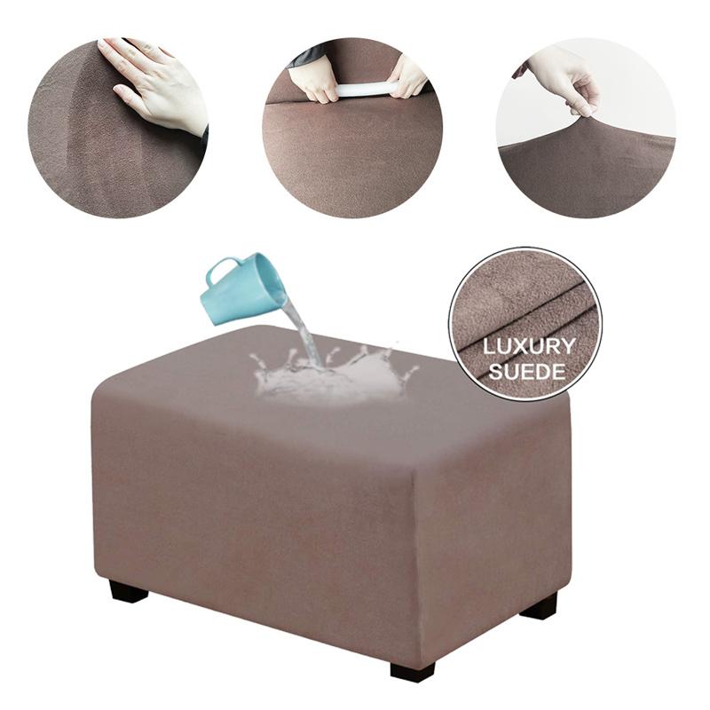 

Ottoman Cover Waterproof Suede Velvet Stool Covers Slipcover For Sofa Footstool Home Room Decor Step Stool Covers