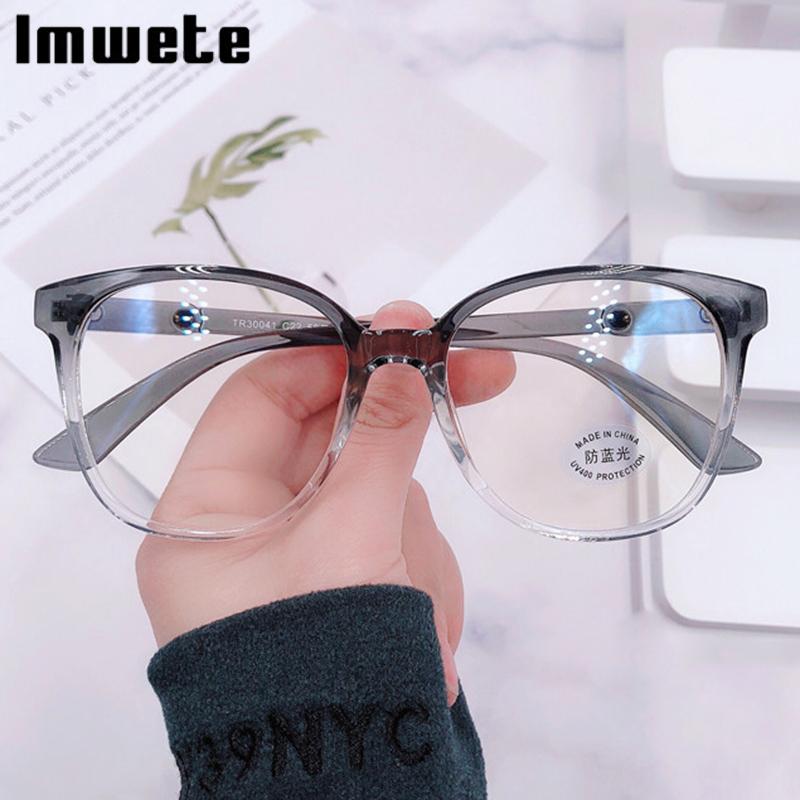 

Imwete Vintage Anti Blue Light Glasses Frame Oversized Eyeglasses Frame Computer Eyeglasses Women Men Spectacles Transparent Fra