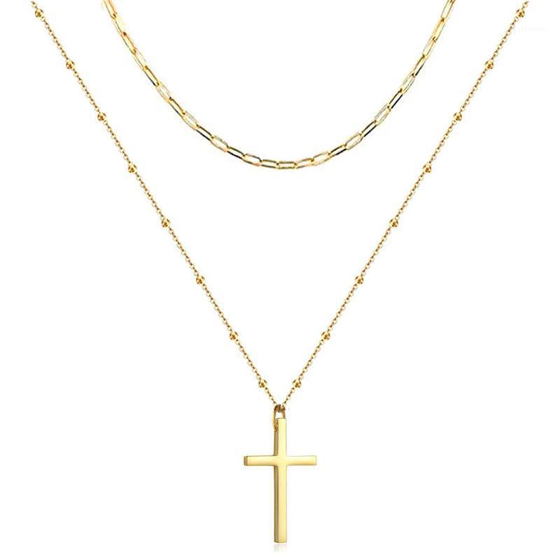 

New Multilayer Cross Charm Pendant Necklaces Punk Gold Color Stainless Steel Neck Chains For Women Chokers 2020 Fashion Jewelry1