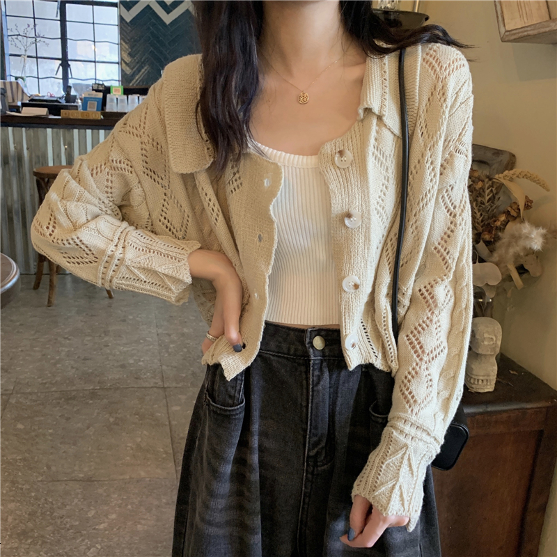 

2021 New 3 colors Korean turn down collar style cardigan womens out women's tops coats (l9130) WE7F, Beige