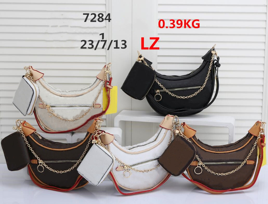 

LOOP Half-moon bags Designer Croissant totes handbags Women 2pc Shoulder CrossBody chain Bag Luxurys PU Monograms Coin Purse Ls underarm Wallet Vll litton M81098, Add freight