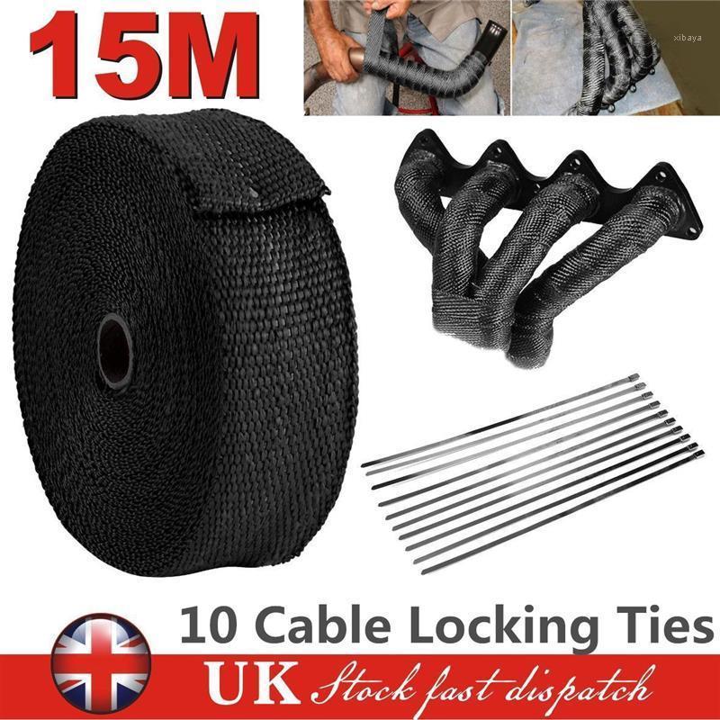 

Exhaust tape 15M Heat Exhaust Thermo Wrap Shield Protective Tan Tape Fireproof Insulating Cloth Roll Kit for Motorcycle Car1