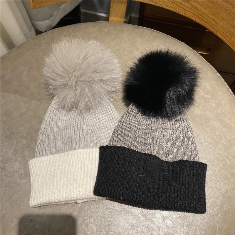 

Beanie/Skull Caps Autumn And Winter Design Color Matching Hats Warm Women Wool Hat Knitted Outdoor Trend Female Fashion 2021, Black