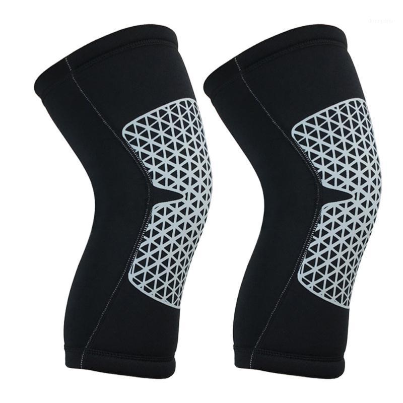 

2pcs Outdoor Knee Protector Sports Leg Guards Stretch Knee Sleeve Support for Climbing Cycling Running (Black, Size M)1