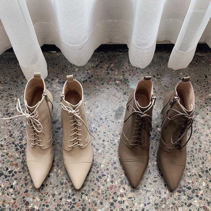 

INS HOT Women ankle boots natural leather upper autumn and winter Pointed toe thick heel Fashion classic Europe women shoes1, Grey
