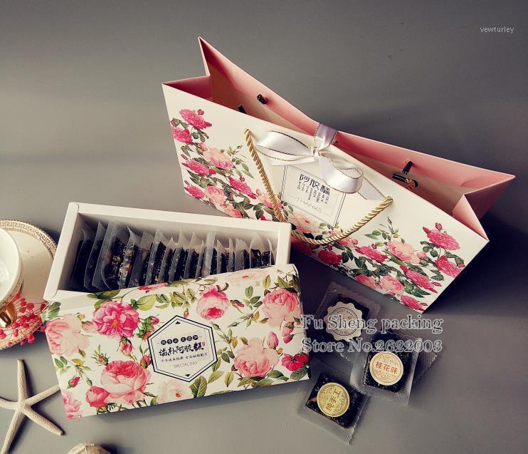 

19.5*7.8*6cm Pink flower design chocolate Paper Box cookie candy Macarons Packing Storage Boxes 100pcs/lot1