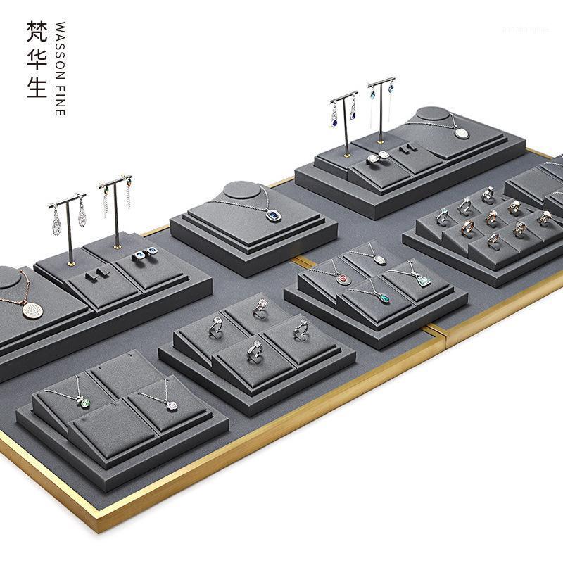 

Metal Jewelry Display Stand Earrings Ring Necklace Counter Window Props Pouches, Bags, Pink;blue