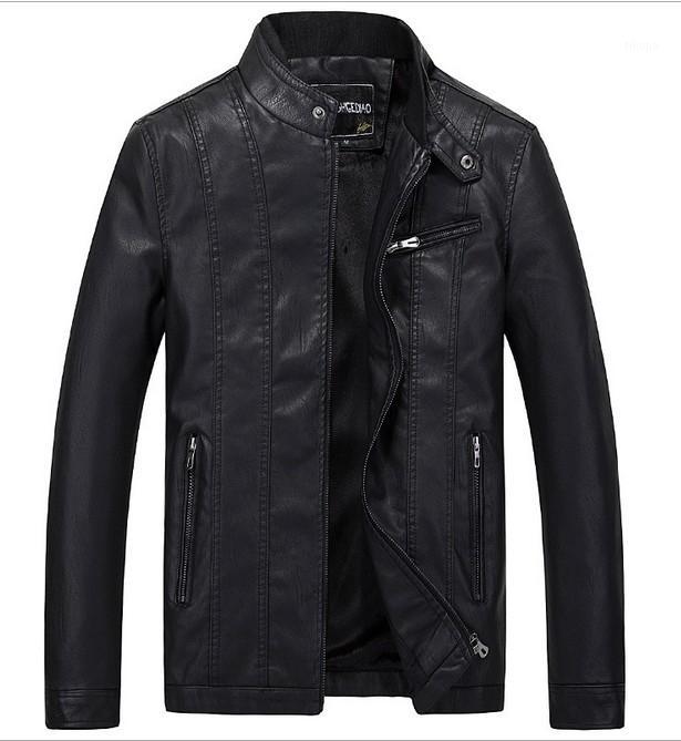 

Wholesale- BOYUAN Leather Jacket Leren Jas Heren Chaquetas De Cuero Hombre 2017 Leather Biker Jackets For Men Black Leather Jacket Men B6271