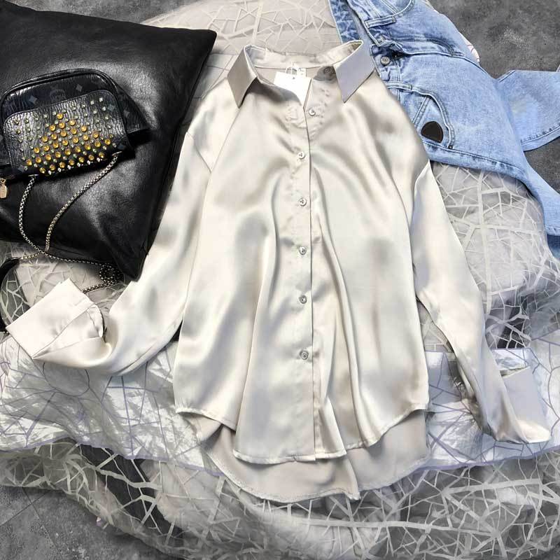 

Smooth Long Shirt for the Woman Kpop Street Clothes 40tl, Black