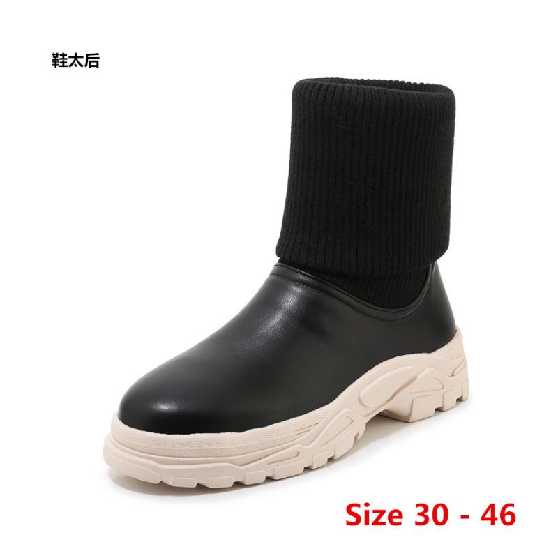 

Flat Platform Ankle Boots Women Winter Autumn High Heel Thick Short Boots Woman Motorcycle shoes Small Big Size 30 - 46, White summer mesh