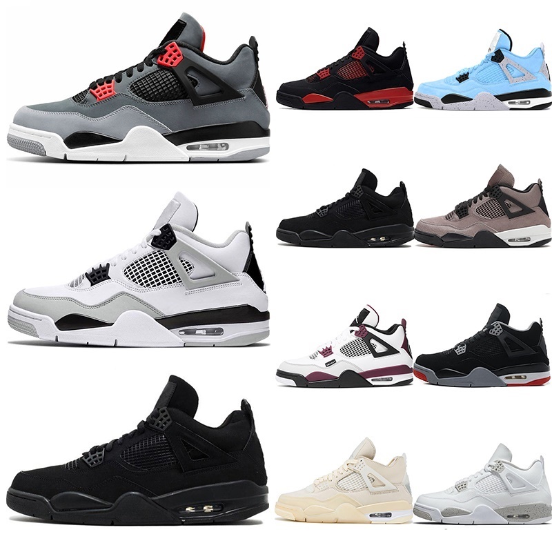 

Retro 2022 Jumpman Basketball Shoes Military Black Sail University Blue Bred White Oreo Red Thunder Infrared Men Outdoor Jorda 4 Jordens 4s