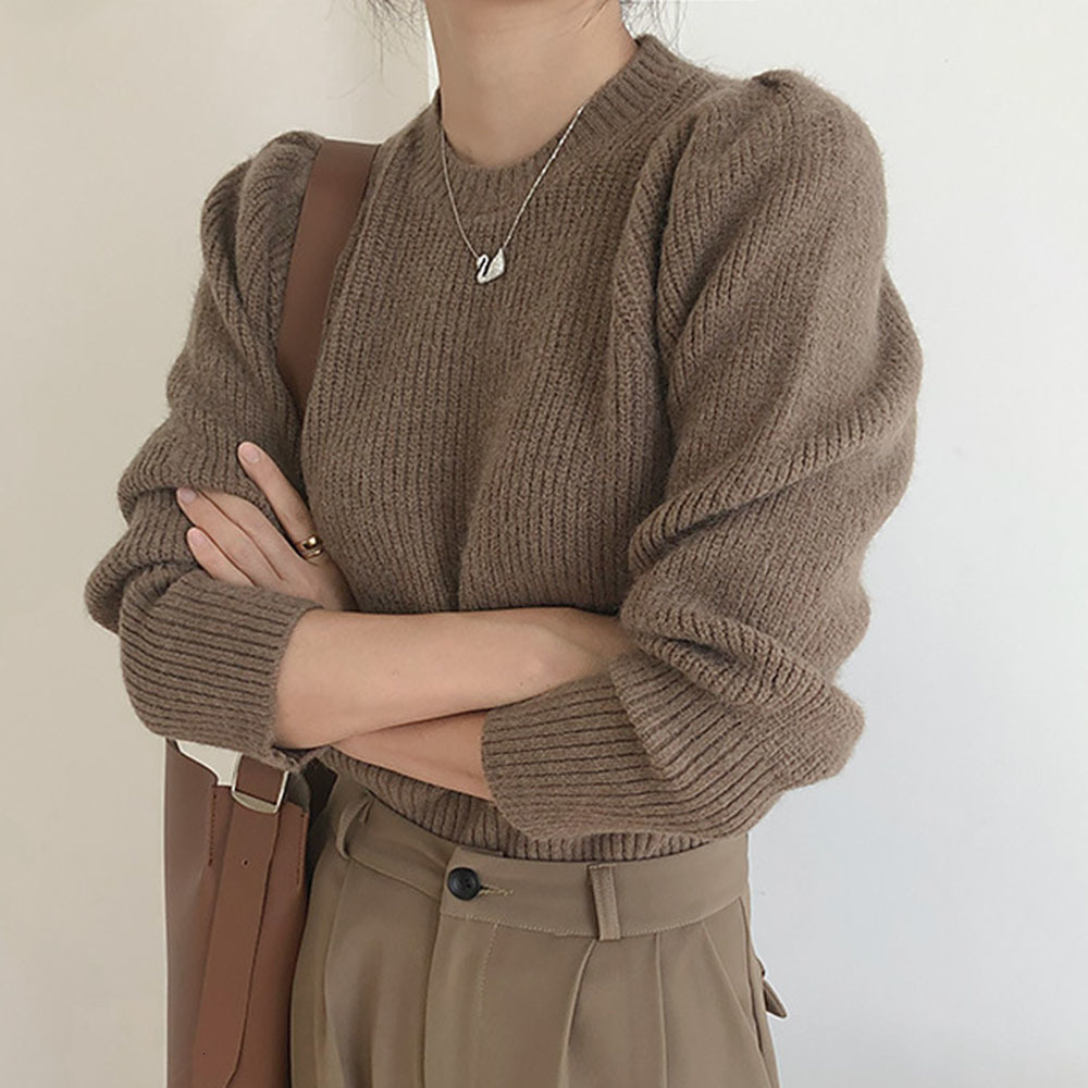 

2021 New Simple Women Basic Sweater Tops Autumn Winter Plain Long Sleeve Pullover Jumpers Korean Japan Style Knitted Wear 00U7, Green