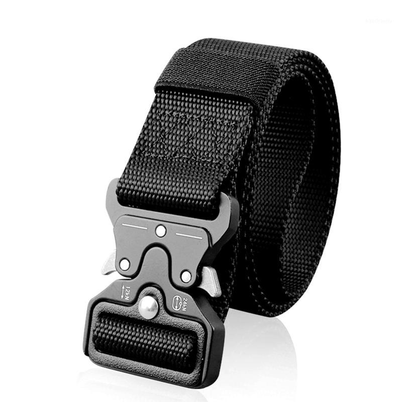 

Army Belt Men Heavy Duty Combat Outdoor Security Tactical Belt Buckle Male Sturdy Nylon Waistband SWAT Equipment1, Army green