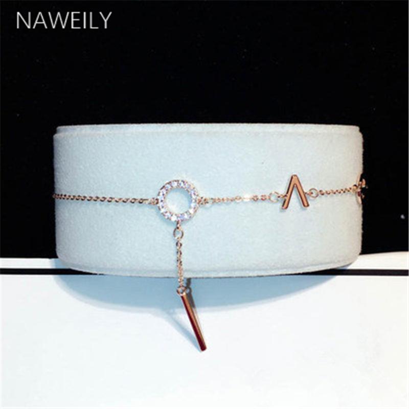 

NAWEILY Fashion Circle Letter Bracelet Women Jewelry Rhinestone Charm Bracelets Accessories Gift NWLS213