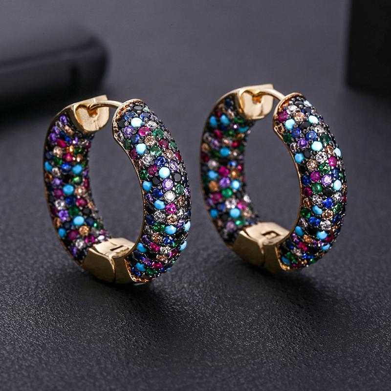 

Accking Luxury Cubic Zircon mix Round shape Big Hoop Earrings for Women Wedding Crystal CZ Party Jewelry Engagement Earring