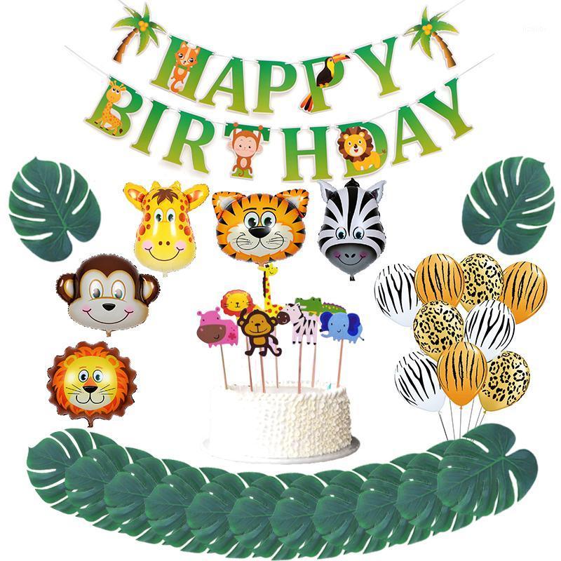 

Happy Birthday Banner Animal Lion Cake Topper Kid Birthday Party Ocean Wild Animal Jungle Party Supplies Children's Day Gifts1