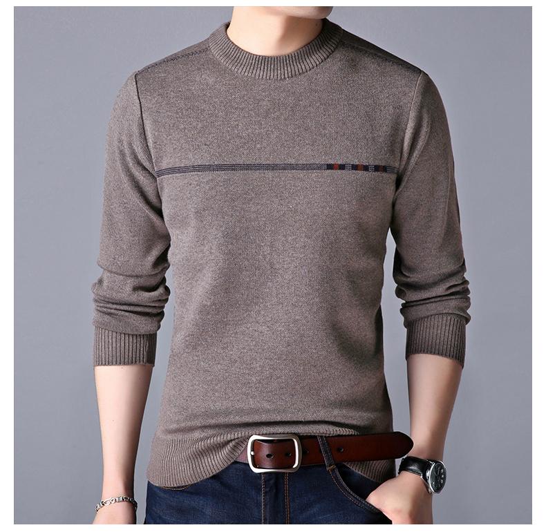 

Autumn and winter sweater men's solid color round neck sweater middle-aged pullover men's thick clothes, Green
