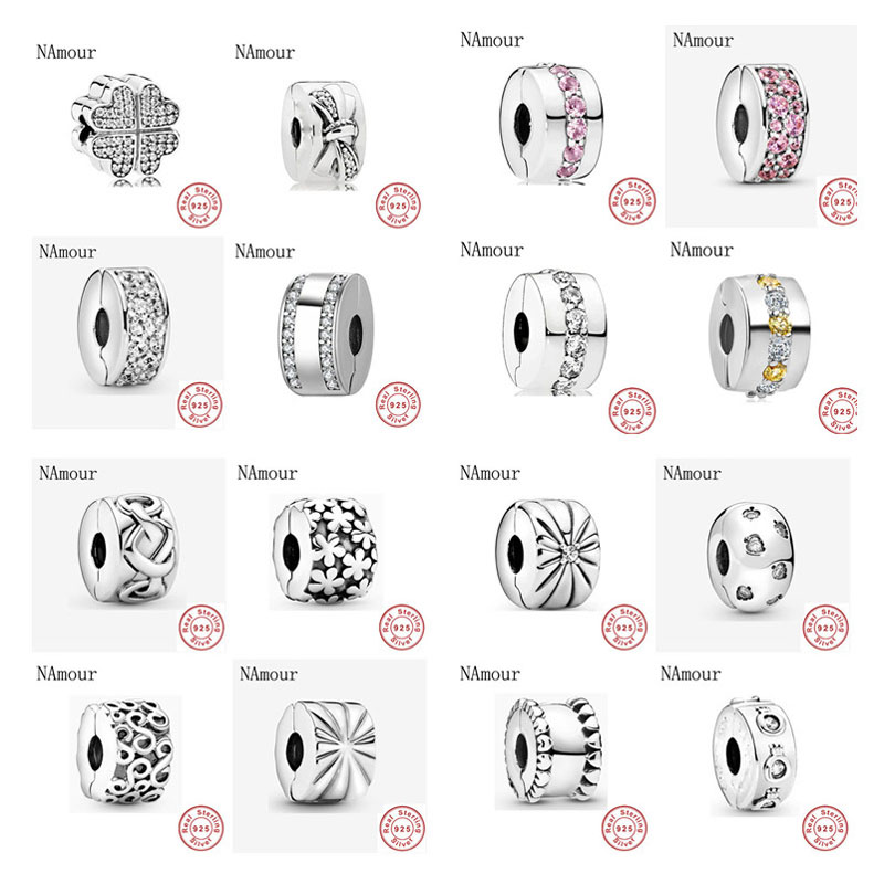 

New clover bow path leaf star clip DIY Beads Fit Original Pandora charms silver 925 Bracelet Bead Jewelry making