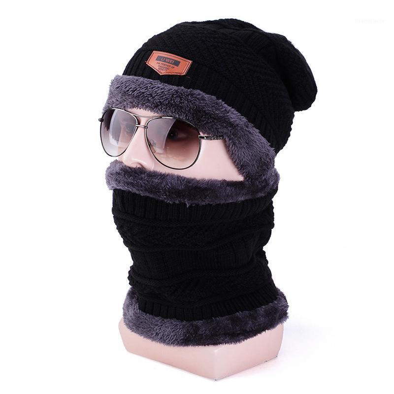 

Winter new fashion knit bib cover baotou street windproof hat men's line cap1