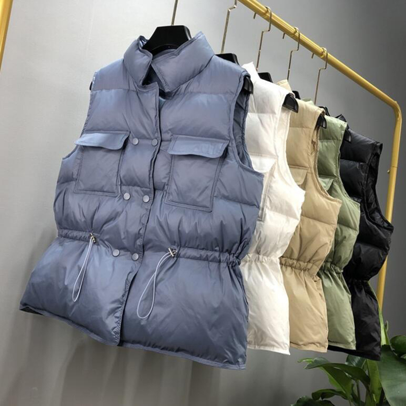 

SEDUTMO Winter Duck Down Women Vest Tunic Short Jackets Autumn Waistcoat Casual Puffer Jacket Slim Parkas ED1104 201103, Black