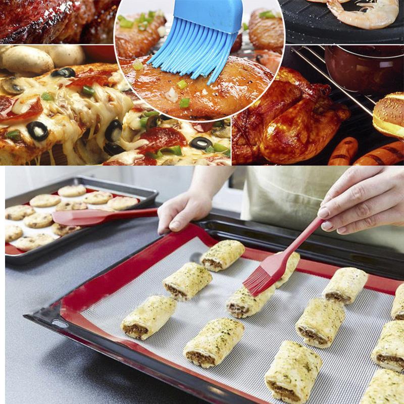 

Heat Silicone Baking Basting Brush Resisting Rubber Liquid Oil BBQ Basting Brush Silicone Baking Bakeware Bread Cooking Tools1, Red
