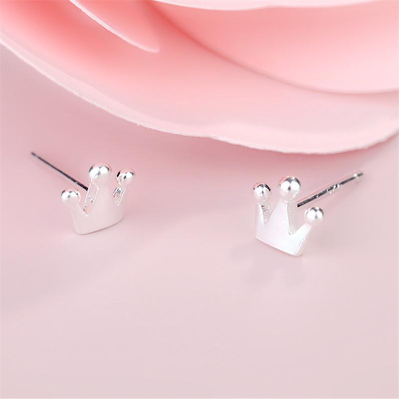 

Stud Simple Little Fresh Crown Female Studs Earrings Sweet Cute Plain Lasie Mini Earring Korean