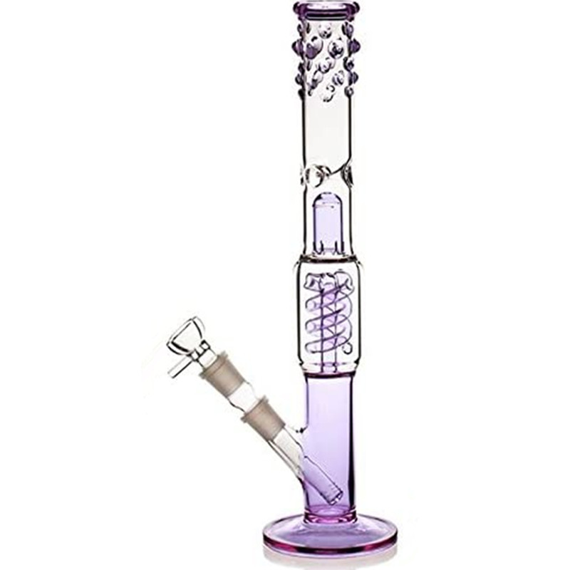 

Glass Bong Water Filter Pipes Recycler for Smoking Percolater Cyclone Straight Tube with 14.5 Inch Tall 18mm Joint