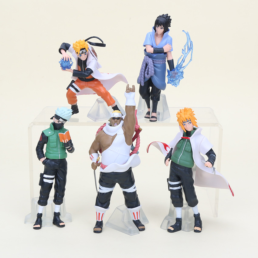 5pcs/Lot Naruto Shippuden Figure Toy Kakashi Minato Sasuke Killer Bee Anime Model Doll for Kids-image-612467593