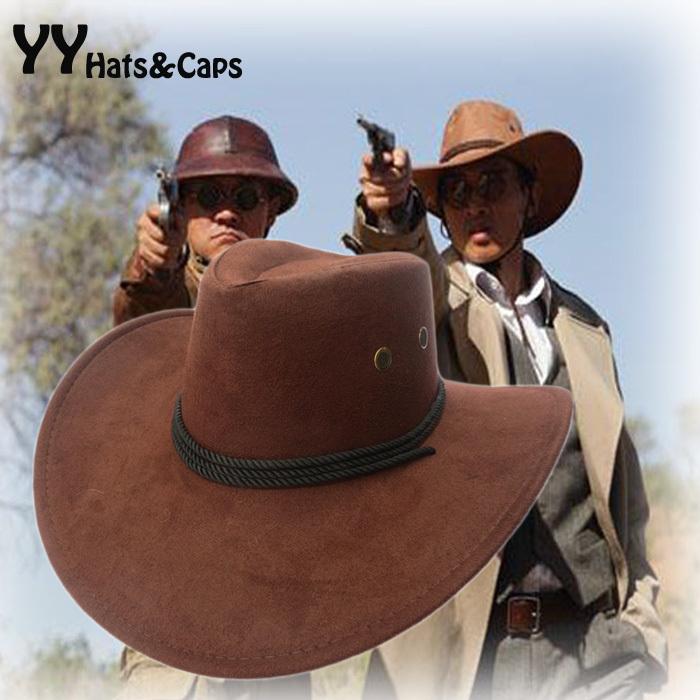 

Cloches 2021 Sun Hat Faux Leather Cowboy Men And Women Travel Caps Fashion Western Hats Chapeu 9 Colors YY0270, Khaki cowboy hat