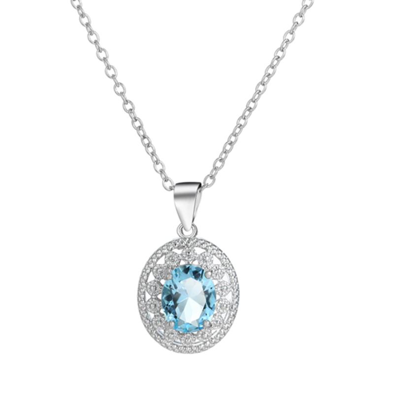 

Pendant Necklaces Crystal Purple Blue Zircon Clavicle Necklace Cute Wedding Bridal Jewelry Female For Women