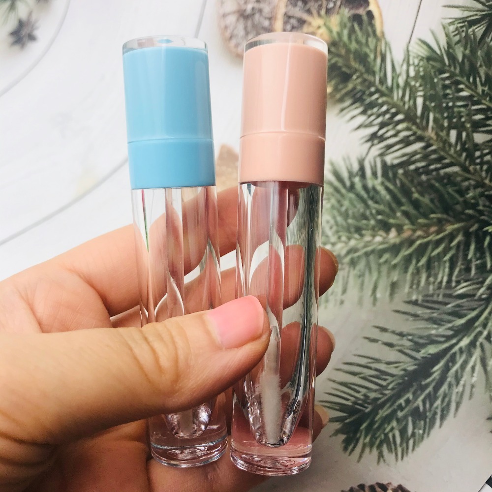 50/7ml Empty Lip Gloss Tube Clear Lip Glaze Bottle Light Blue Cap,DIY