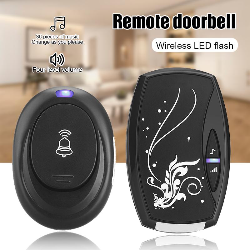 

Doorbell Home Wireless Remote Control Doorbell 36 Music With Flash Door Bell Ring for Phone Security Cameras