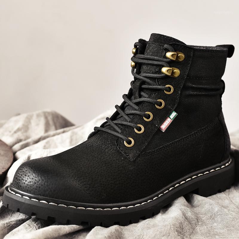 

High Quality Boots Men Ankle Winter Shoes Handmade Outdoor Working Leather Boots Vintage Style Men Waterproof Warm Shoes 20201, Beige