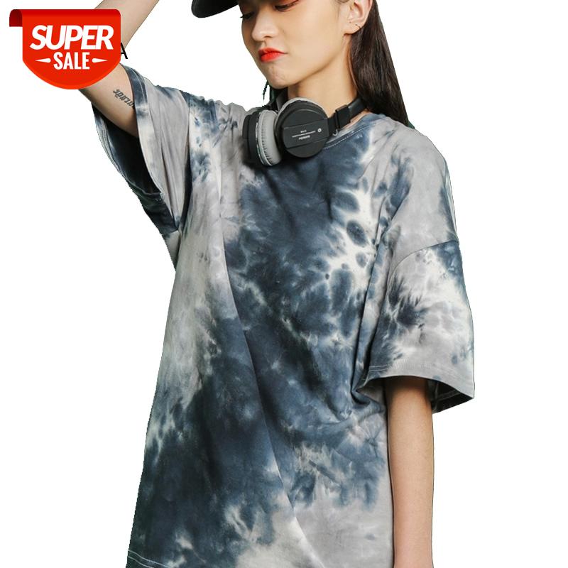 

Oversized Women Tie Dye Print T Shirt New Summer Lady Tops Fashion Streetwear Female Tshirts O-neck Casual Girls Student T-shirt #4x53, White